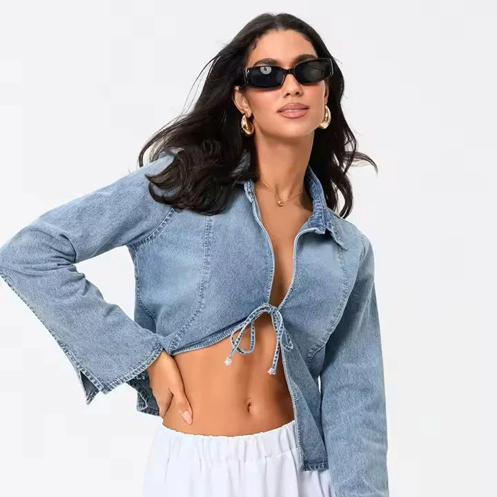 עליונית ג'קט קלילה לעונה בגימור קשירה מהפנט להופעה נשית מושכת