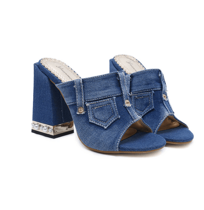 כפכפי ג'ינס גבוהות בגימור של מעצב אופנתי מספרד ללוק נשי טרנדי ולהופעה כובשת - לה איסלה