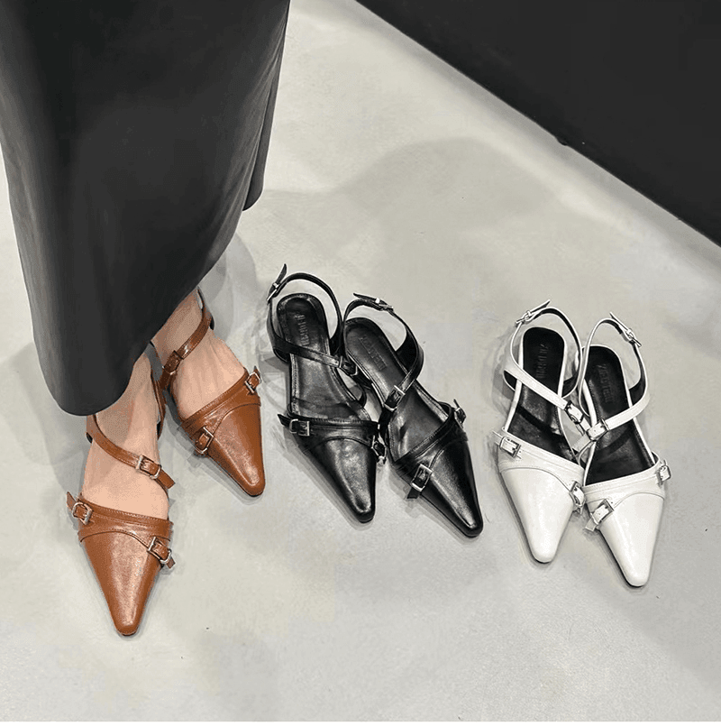 סנדלי שפיץ מפורטוגל בגימור רצועות עור מהממות להופעה של אישה נשית חזקה - לה איסלה