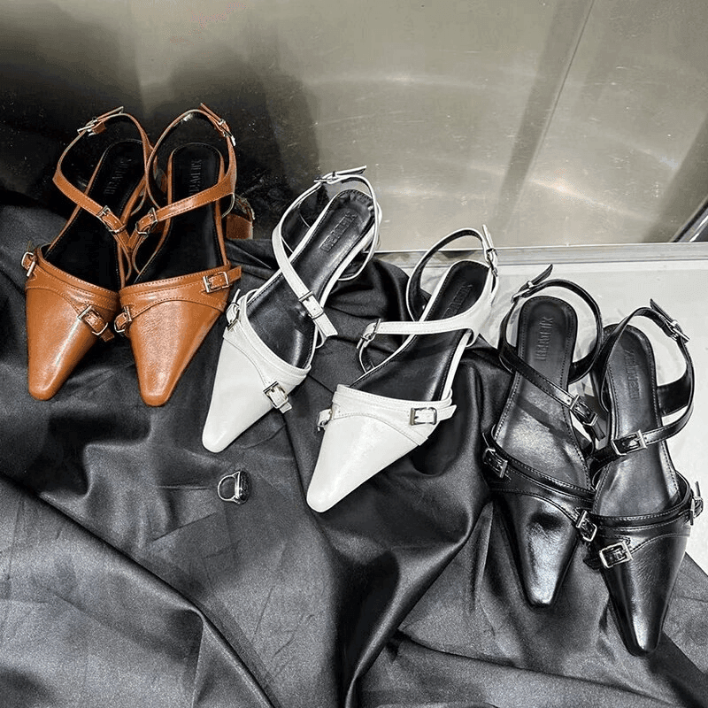 סנדלי שפיץ מפורטוגל בגימור רצועות עור מהממות להופעה של אישה נשית חזקה - לה איסלה