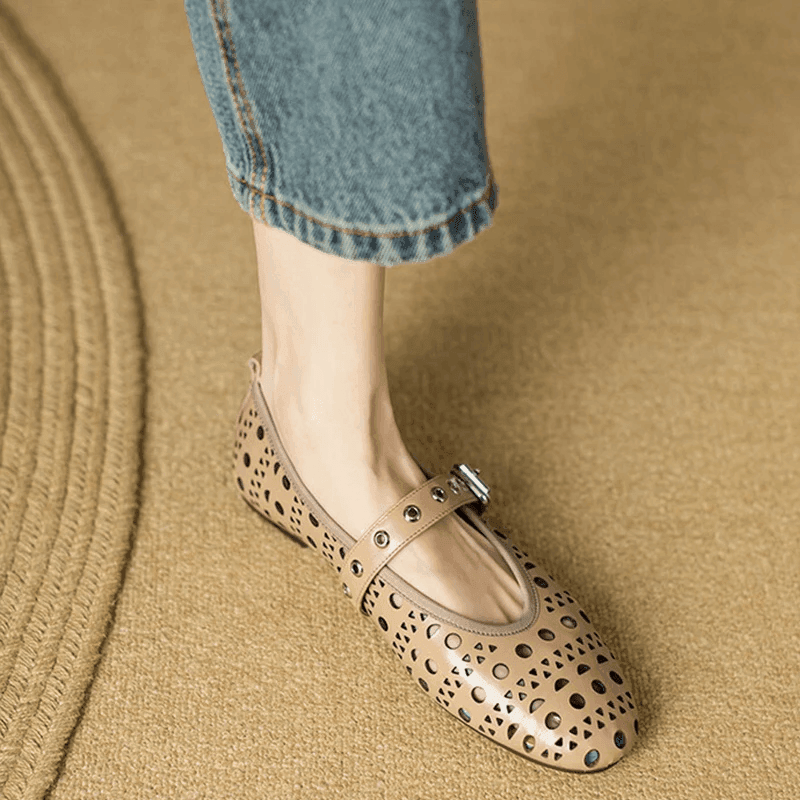 נעלי בובה מרשת מעור מקורי בגימור איטלקי משובח להופעה נשית מגניבה ומדוייקת - לה איסלה