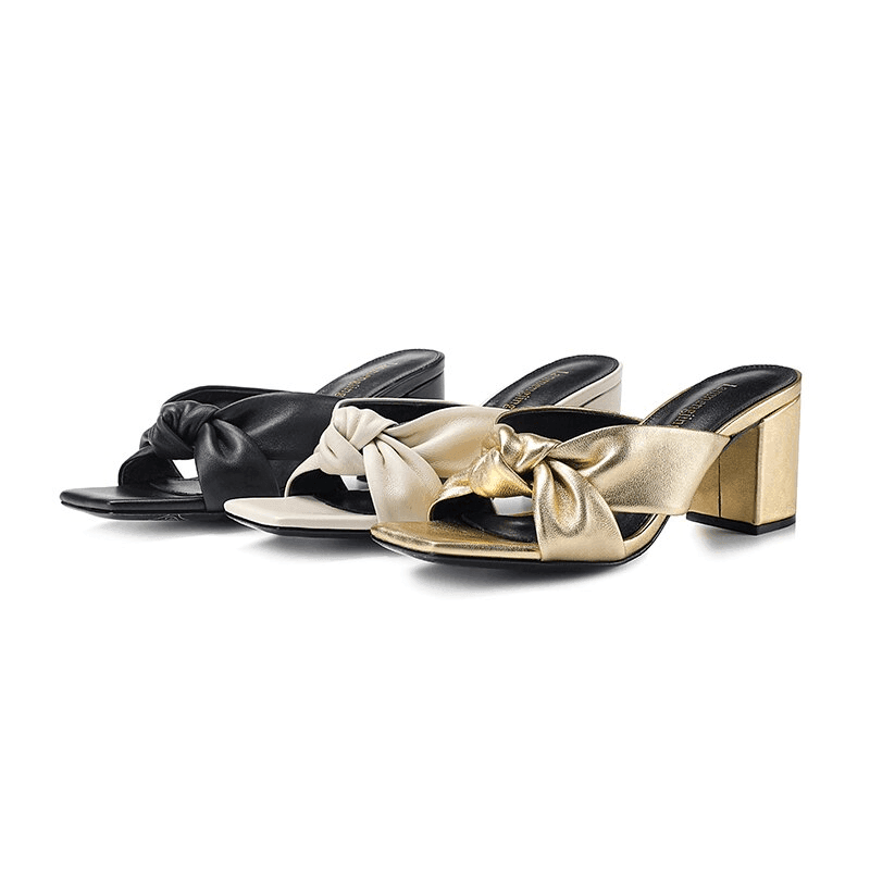 כפכף נשים מעור איטלקי בגימור פפיון יוקרתי ללוק גבוה ומרשים ולהופעה חתיכית - לה איסלה