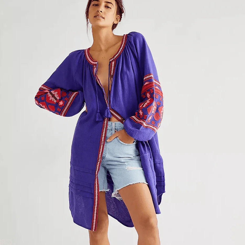 קימנו אופנתי של מעצב ידוע ממילאנו בגימור ריקמה נשי יפה ללוק עוצמתי שלך - לה איסלה