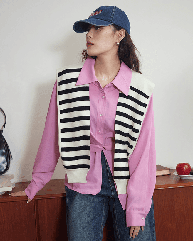 מכופתרת ורודה של מעצב צרפיתי בגימור סגירה ייחודי אופנתי ללוק נשי טרנדי לוהט - לה איסלה