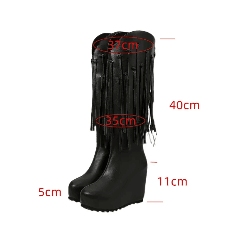 מגפון פלטפורמה של מעצב איטלקי בגימור פרנזים מ-ש-ג-ע ללוק נשי כובש - לה איסלה