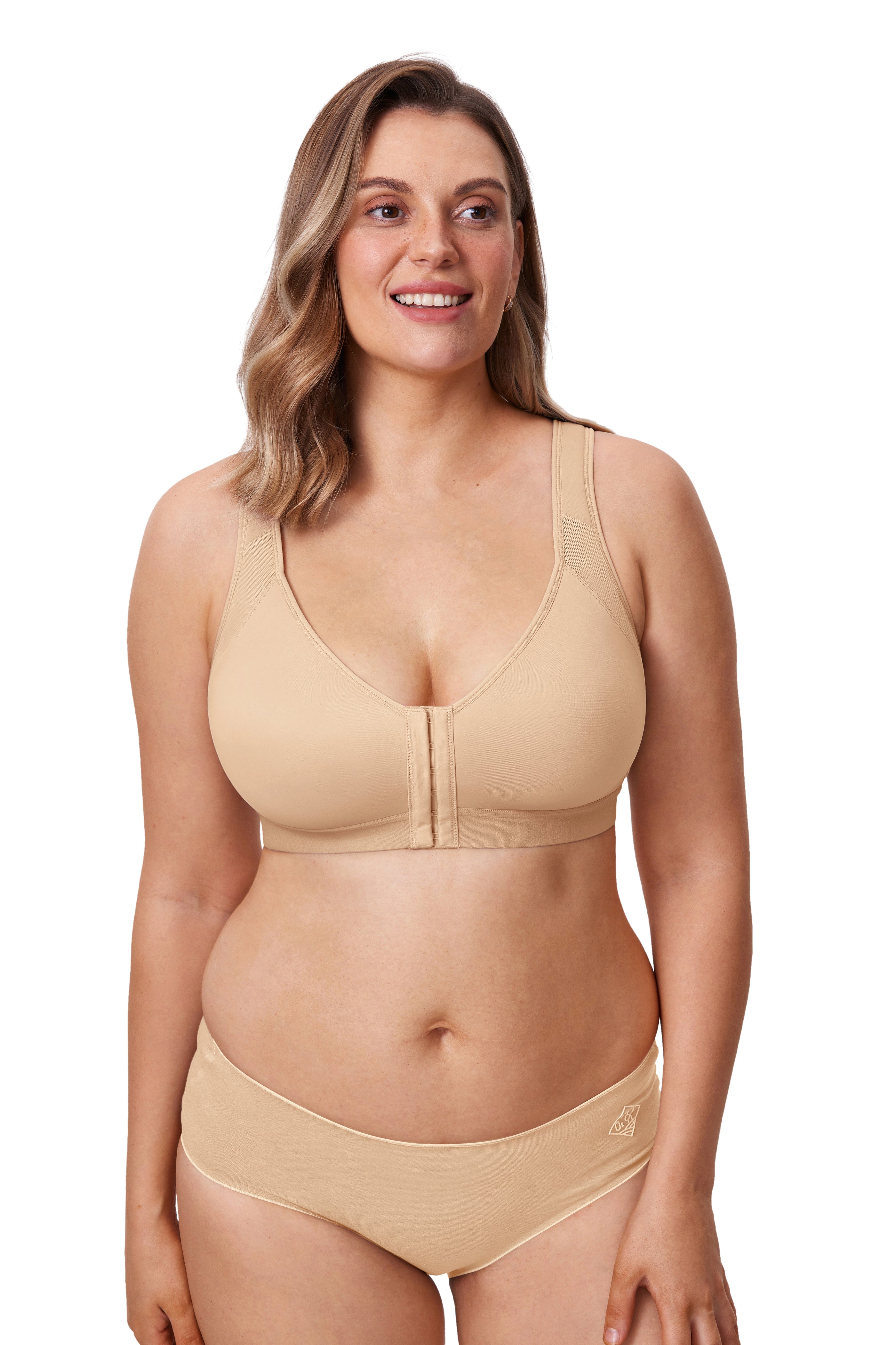 חזיית פטנט בסגירה קדמית פרקטית לאחיזה אורטופדית בגב וללוק נשי משובח