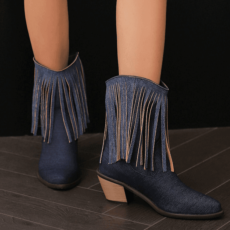 מגפון פרנזים קצר מספרד בגימור נשי בסגנון ג'ינסי מדליק ללוק מהמם שלך - לה איסלה