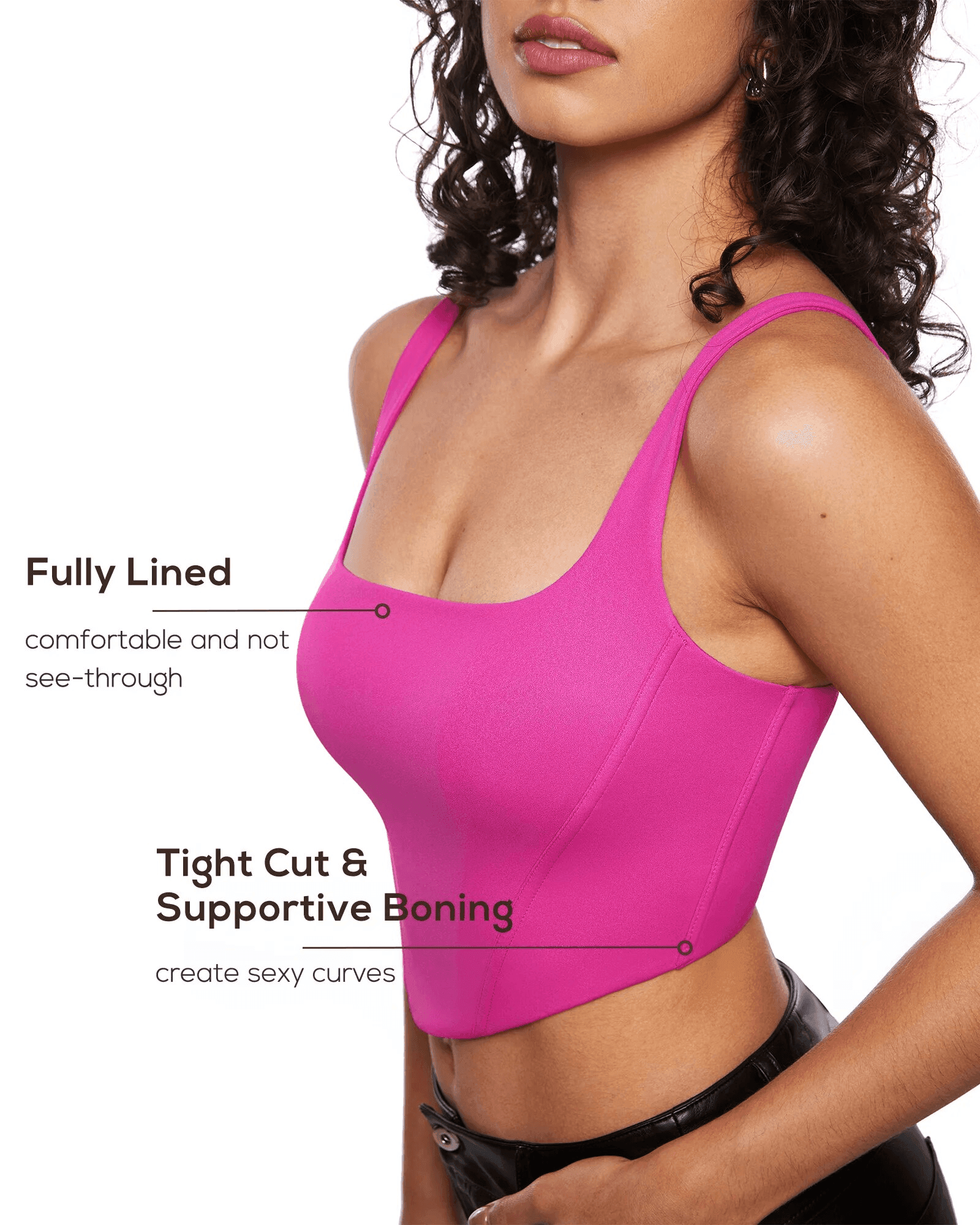 טופ חזייה בסגנון מחוך בגימור ריץ רץ אחורי ללוק נשי עוצמתי ולהופעה בולטת - לה איסלה