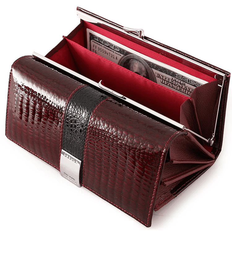 ארנק עור מקורי מאיטליה בגימור פרקטי של שלל תאים ללוק נשי אופנתי מדוגם - לה איסלה