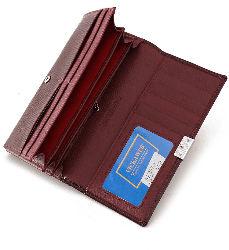 ארנק עור מקורי מאיטליה בגימור פרקטי של שלל תאים ללוק נשי אופנתי מדוגם - לה איסלה