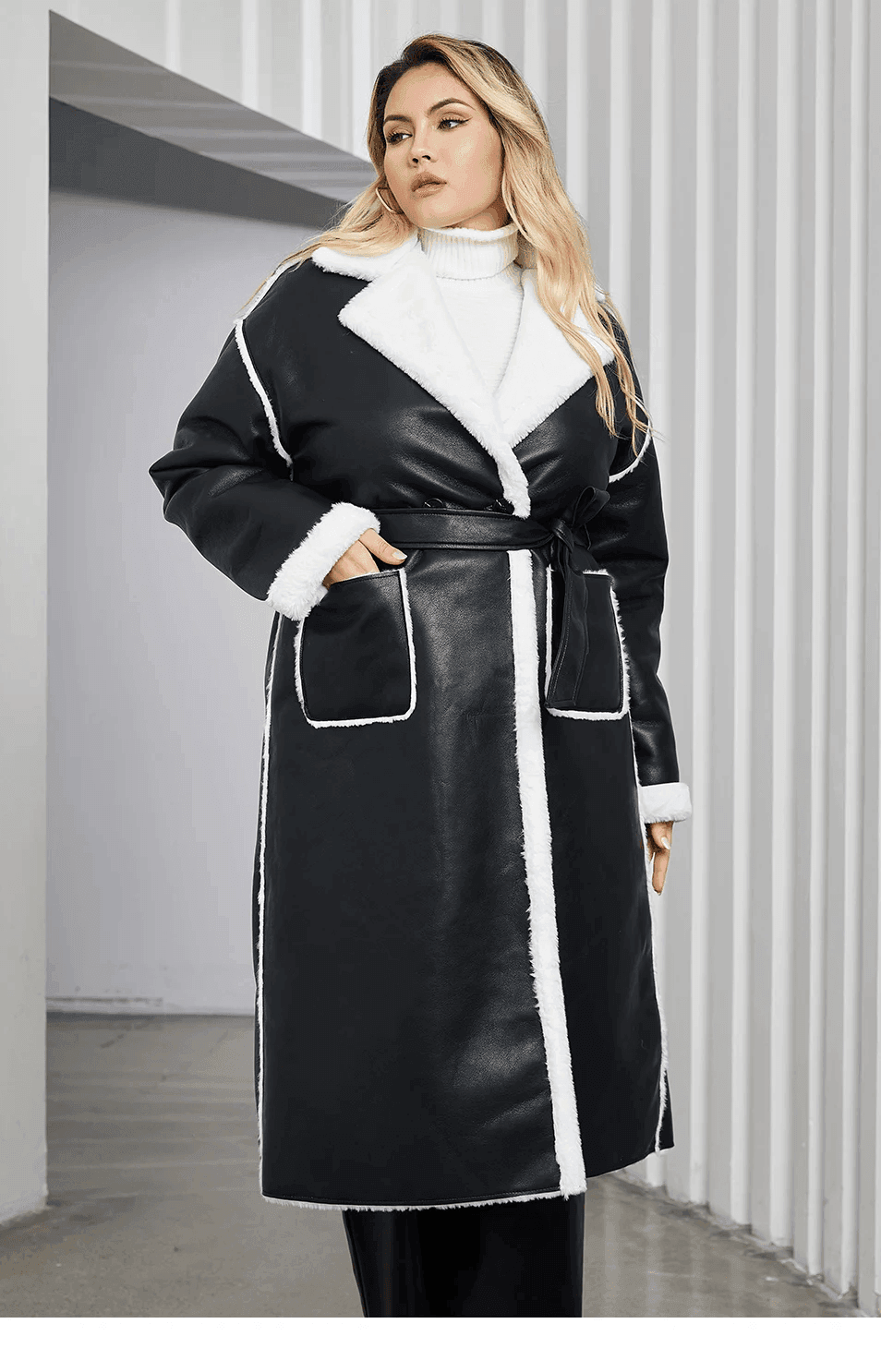 מעיל טרנץ מפרווה יוקרתית בליווי כיסים אופנתיים להופעה נשית חריפה שלך - לה איסלה