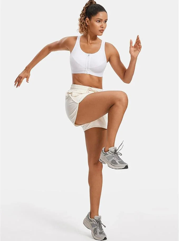 חזיית ספורט בסגירת ריץ רץ קדמית לתמיכה עוטפת בחזה ובגימור אורטופדי לגב