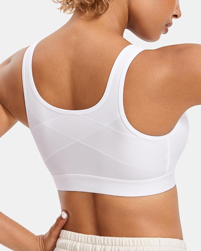 חזיית ספורט בסגירת ריץ רץ קדמית לתמיכה עוטפת בחזה ובגימור אורטופדי לגב