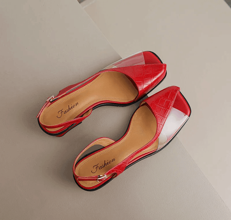 סנדל עור צרפתי של מעצב על בגימור חצי סגור להופעה נשית אלגנטית מתחכמת - לה איסלה