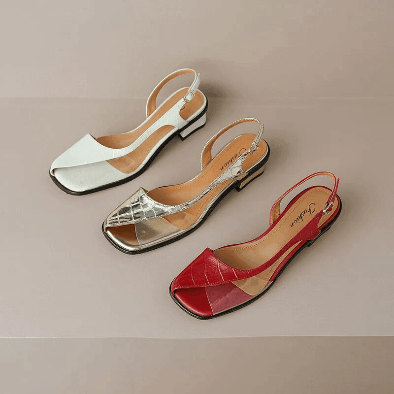 סנדל עור צרפתי של מעצב על בגימור חצי סגור להופעה נשית אלגנטית מתחכמת - לה איסלה