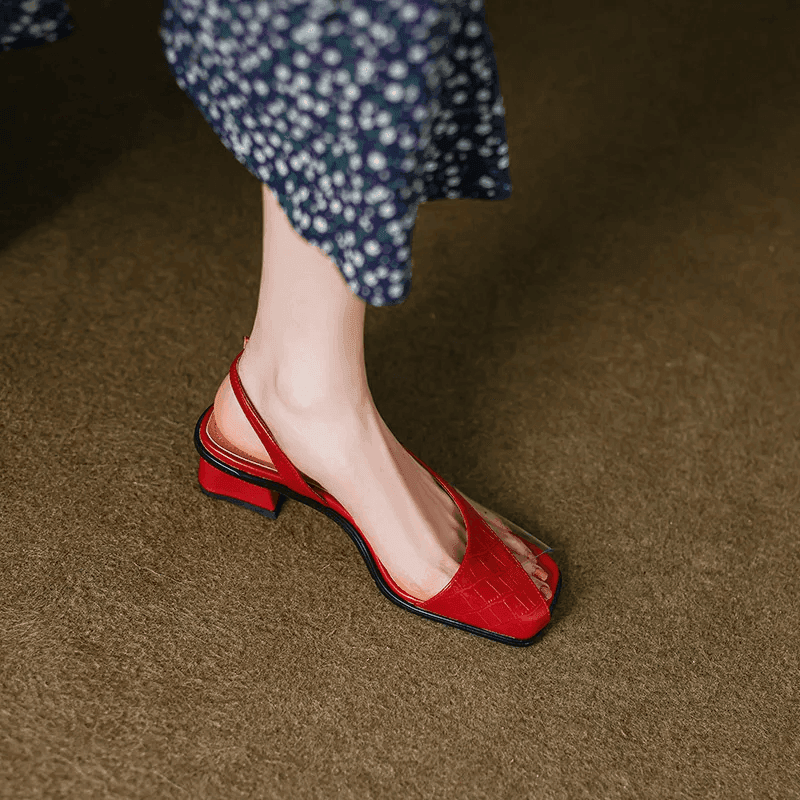 סנדל עור צרפתי של מעצב על בגימור חצי סגור להופעה נשית אלגנטית מתחכמת - לה איסלה