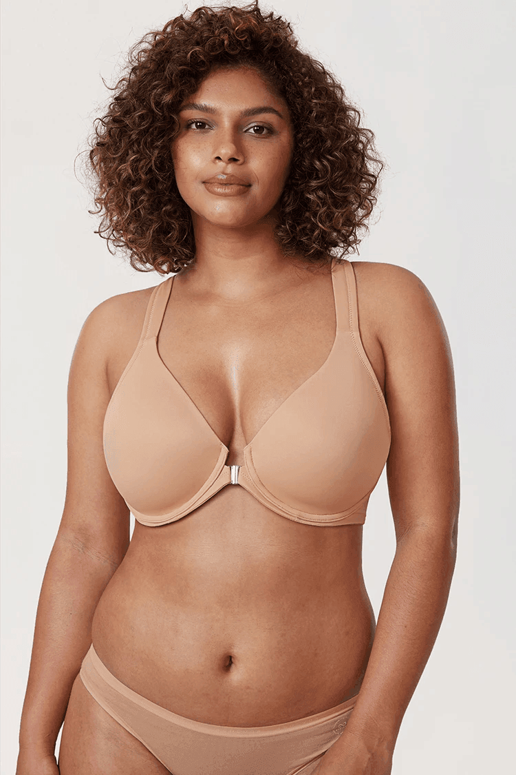 חזייה תומכת בסגירה קידמית פרקטית לחזה שופע ולעמידות נשית נכונה - לה איסלה