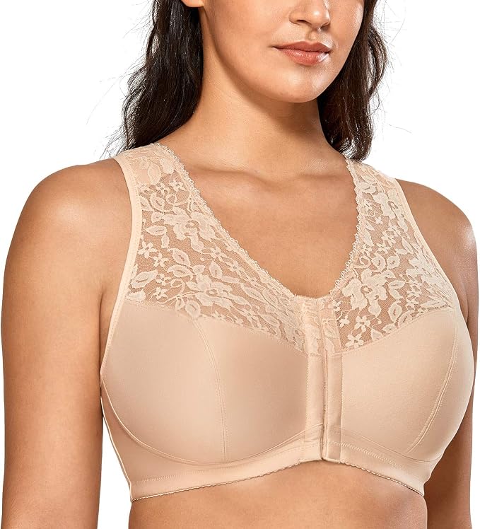 חזיית נוחות תחרה עם סגירה קדמית – ללא ברזלים