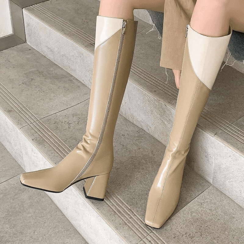 מגפון עור איטלקי מהפנט בגימור שני צבעים שונים ללוק עוצמתי לוהט ולהופעה מנצחת - לה איסלה