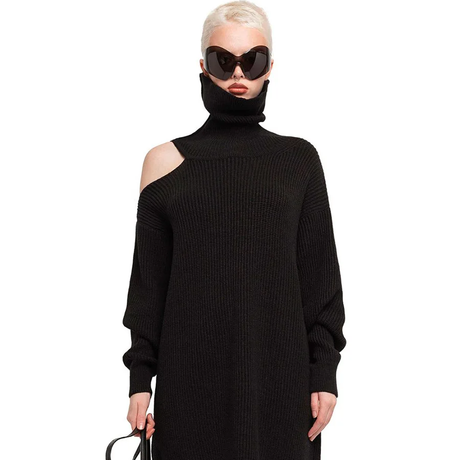 סריג אוברסייז במפתח כתף אופנתי ללוק נשי חורפי ולהופעה מהממת