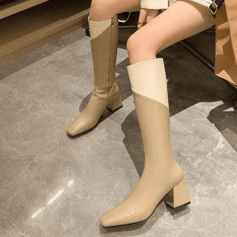 מגפון עור איטלקי מהפנט בגימור שני צבעים שונים ללוק עוצמתי לוהט ולהופעה מנצחת - לה איסלה