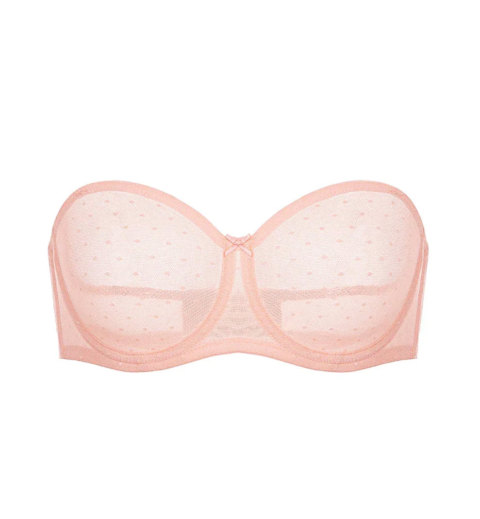 חזיית סטרפלס מהממת לאביב בגימור תחרה עדינה של מעצב ללוק נשי מחמיא