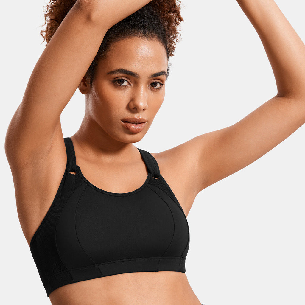 חזיית ספורט ללא עצם בגיזרה מחטבת וחתיכית לתמיכה מקסימלית בעמוד השידרה