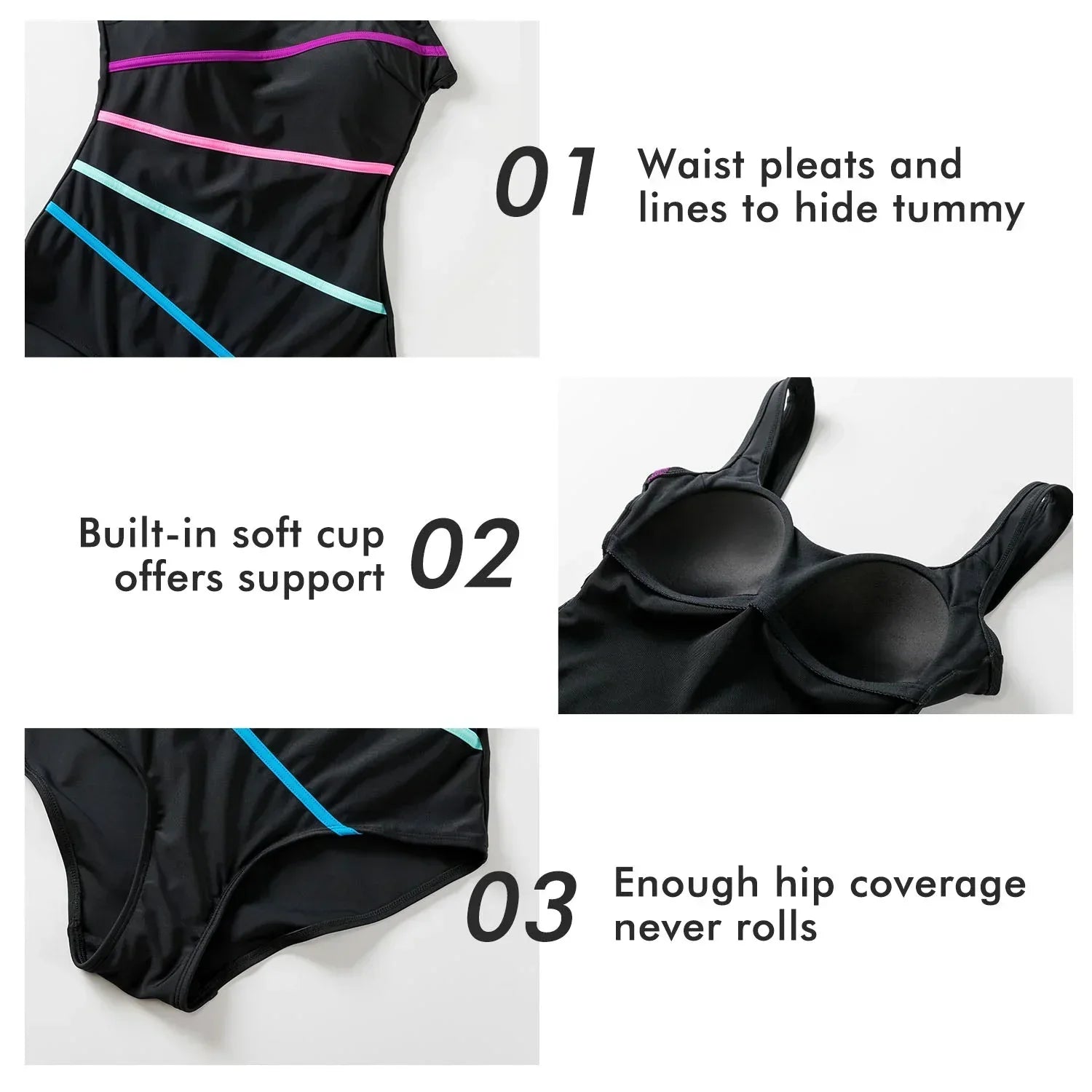 בגד ים שלם מחטב ומקטין מידה בגימור אופנתי של מעצב ניו יורקי ללוק נשי מהפכני