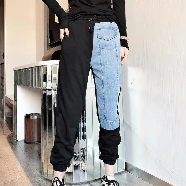 מכנס פוטר פדלפון בשילוב ג'ינס מרהיב של מעצב אופנה ללוק נשי מדליק