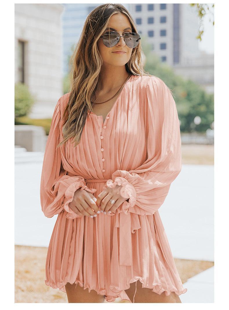 שמלת שיפון קצרה בשרוולי מלמלה מרהיבים להופעה נשית מדוייקת וללוק של שנותן לך דגש - לה איסלה: אופנה וחזיות פרימיום