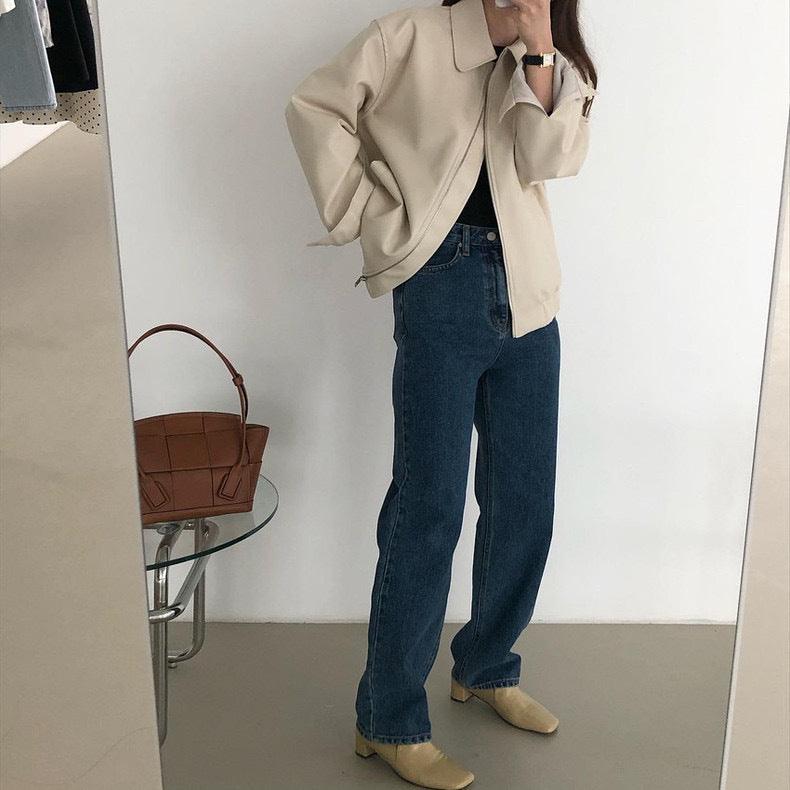 מעיל עור מושלם בסיגנון לוס משחורר להופעה נשית קלאסית