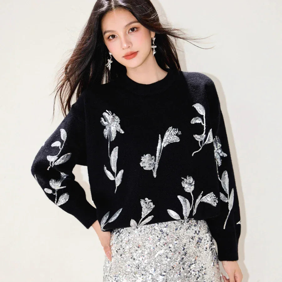 סריג מעצב מבד רך ונוח למגע בהדפס זיקוקים מיוחד להופעה אלגנטית מקסימה