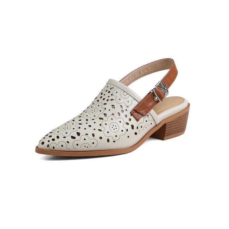 מוקסין עור בשילוב רצועה אופנתית למראה פתוחה מאחור - לה איסלה