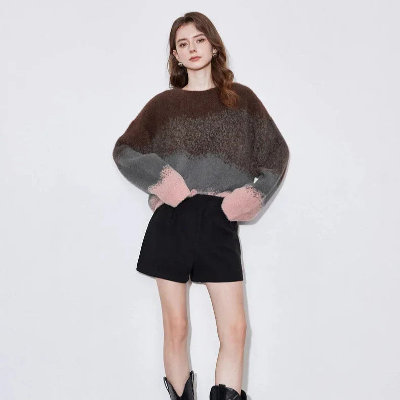 סריג אנגורה אוברסייז מספרד בגימור אנדיגו מהפנט ללוק שמיימי מנצח