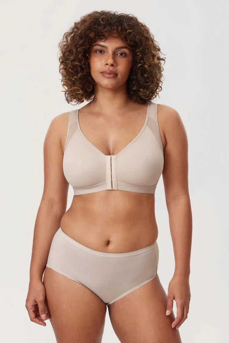 חזיה תמיכת גומי לכיסוי אחיד עם סגירה קדמית קלאסית ונוחה