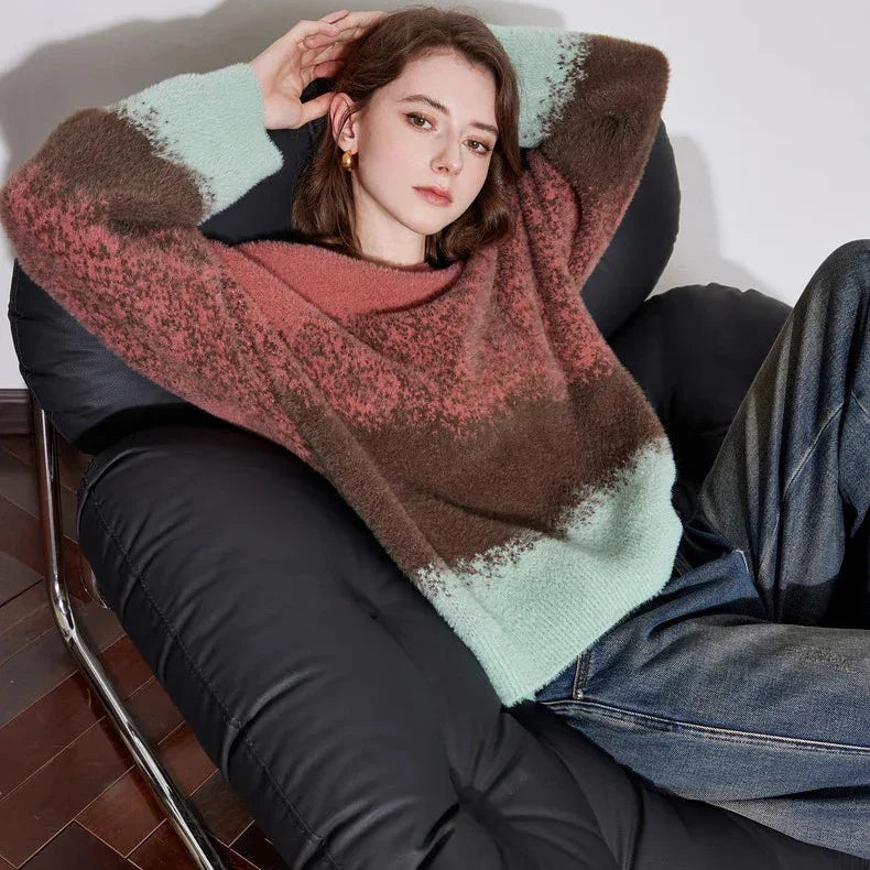 סריג אנגורה אוברסייז מספרד בגימור אנדיגו מהפנט ללוק שמיימי מנצח