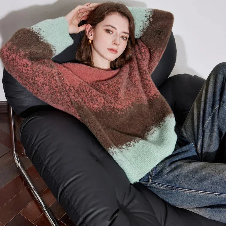 סריג אנגורה אוברסייז מספרד בגימור אנדיגו מהפנט ללוק שמיימי מנצח