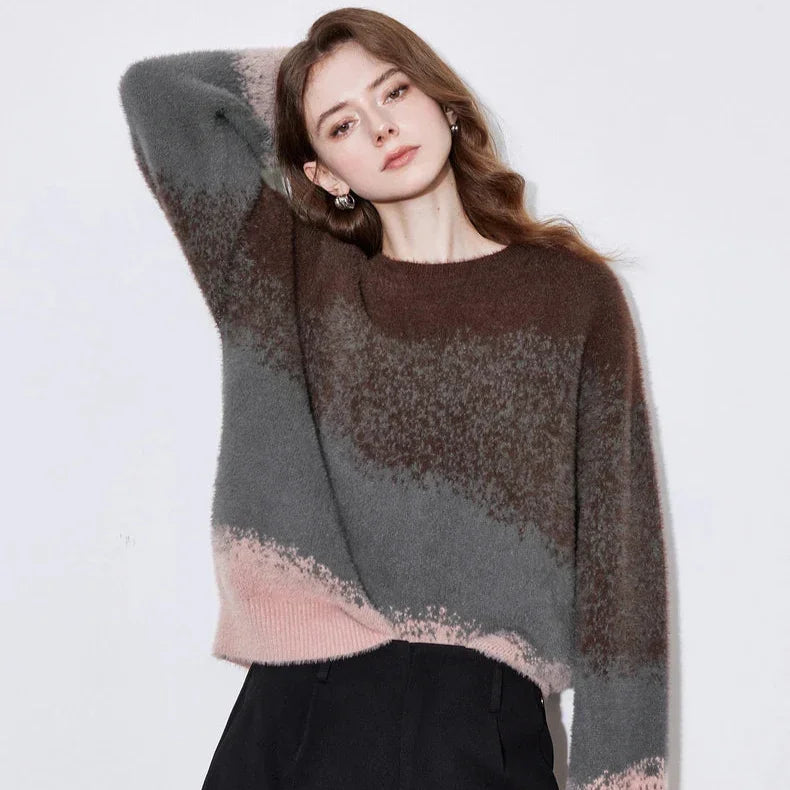 סריג אנגורה אוברסייז מספרד בגימור אנדיגו מהפנט ללוק שמיימי מנצח