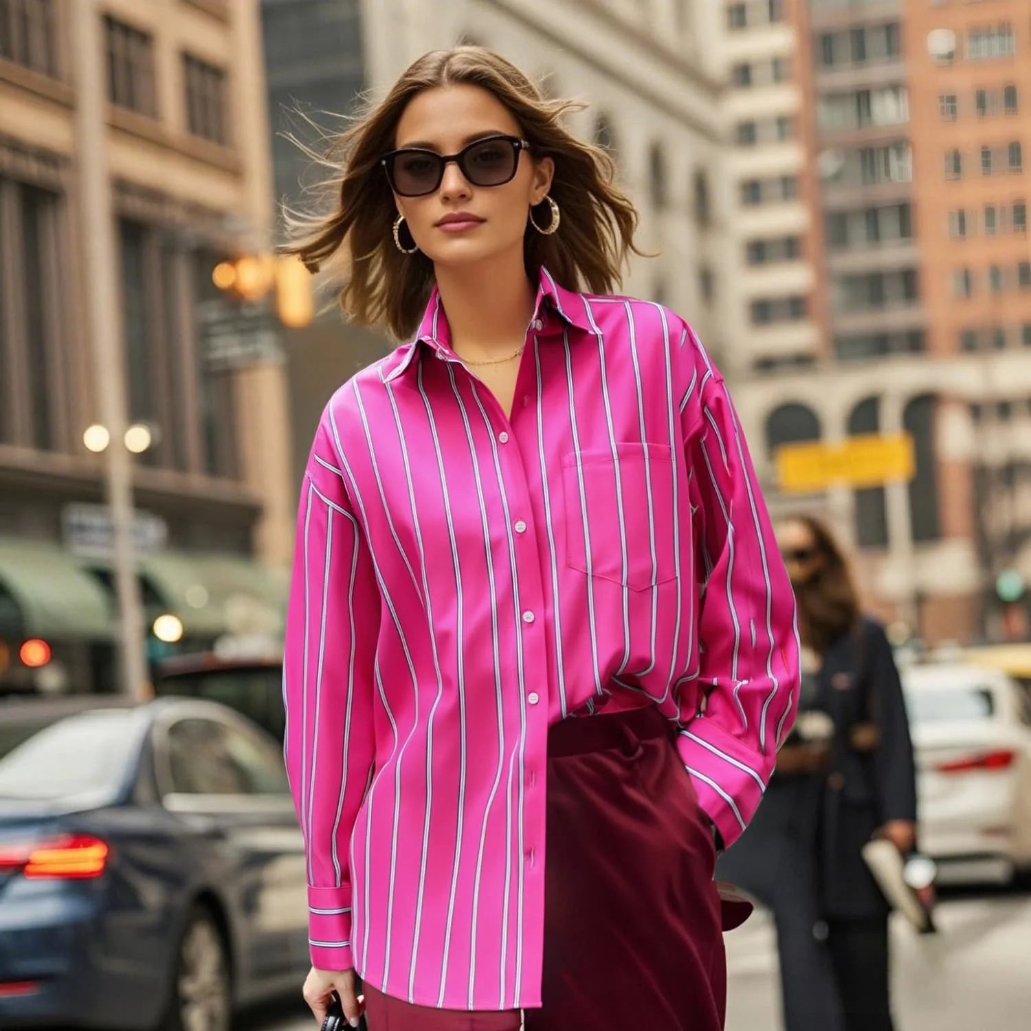 מכופתרת 'בוייפרנד' בצבע ורוד ממגנט מאיטליה להופעה נשית סוחפת