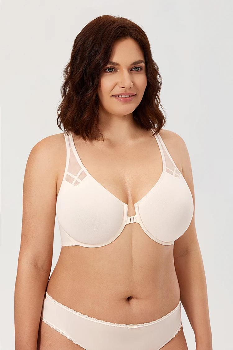 חזייה מנומרת ואופנתית עם סגירה קידמית נוחה לכיסוי מלא