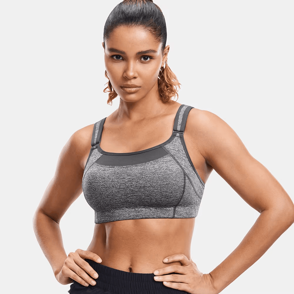 חזיית ספורט אלסטית ללא עצם בגיזרה נשית מחזיקה לתמיכה אורטופדית בעמוד השידרה