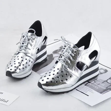 סנדל פלטפורמה מנדף זיעה בסיגנון סניקרס גבוה להופעה מרשימה ואופנתית