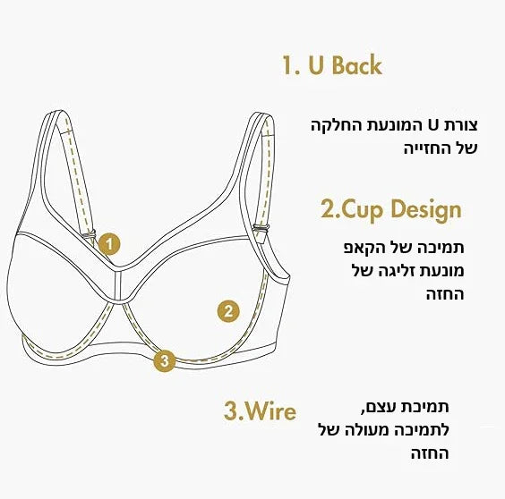 חזיית מינימייזר בריפוד קל בגיזרה נשית לאחיזה נושמת ולתחושה הכי טבעית שיש