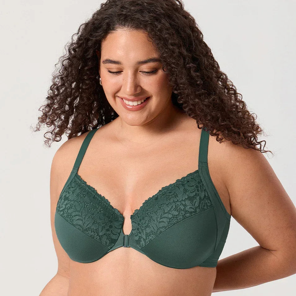 חזיית עצם עם סגירה קדמית בעיצוב דנטל תחרה לאישיות חזקה