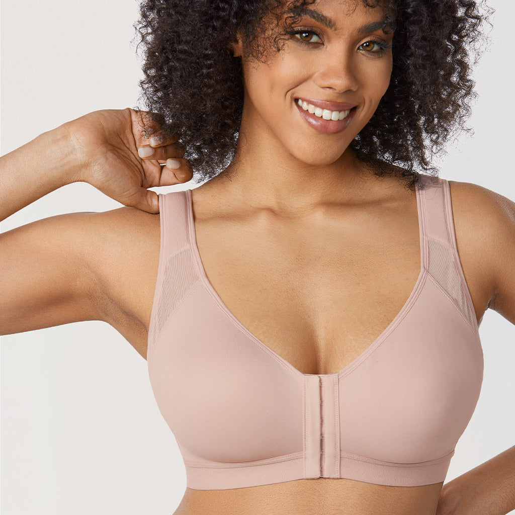 חזיית פטנט בסגירה קדמית פרקטית לאחיזה אורטופדית בגב וללוק נשי משובח