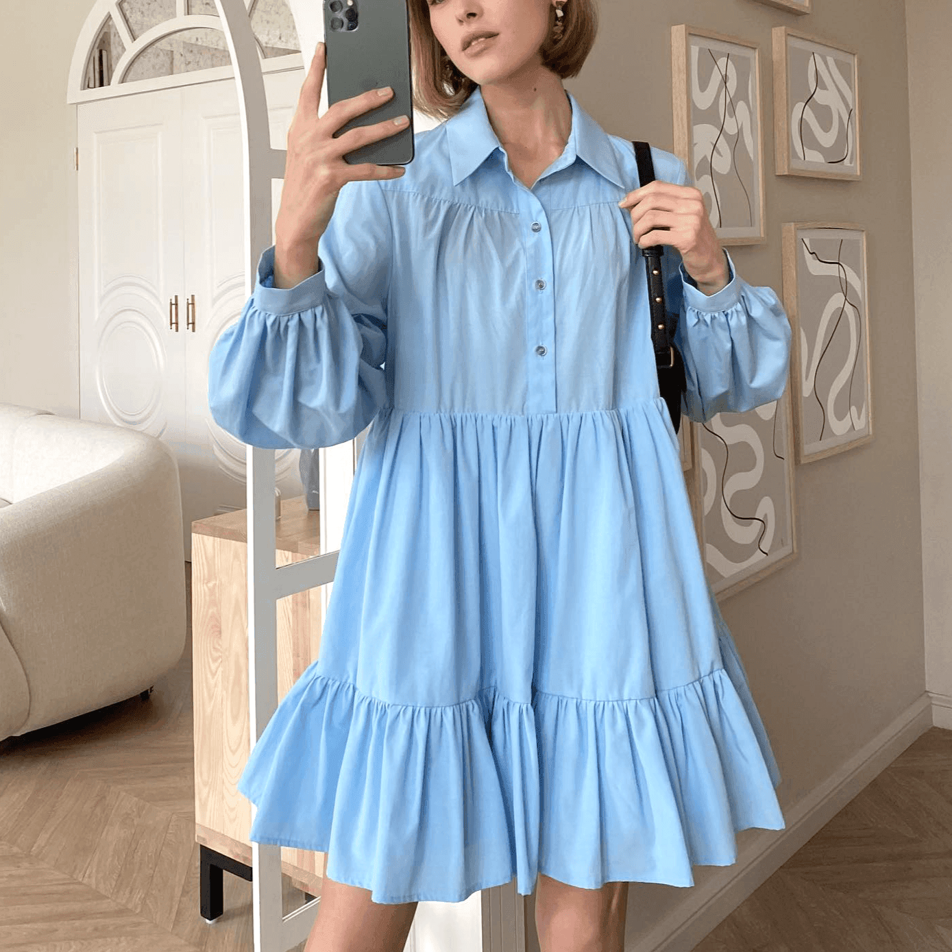 שמלת אוברסייז מכופתרת בגיזרה נשית מהממת ללוק חגיגי מנצח - לה איסלה