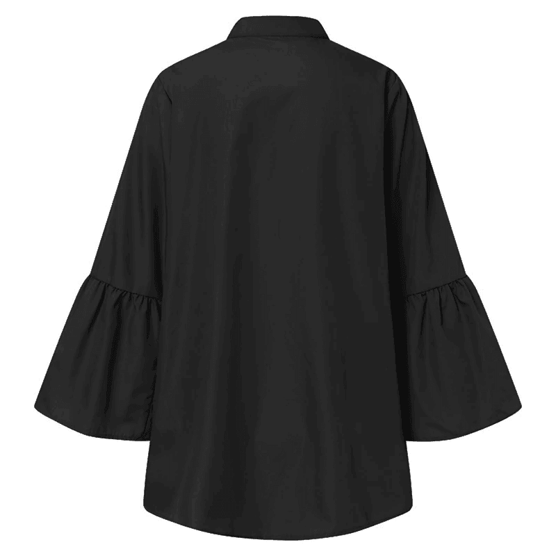 חולצה נשית מכופתרת בשרוולי שלושת רבעי אופנתיים בגימור נקי חלק ללוק כובש - לה איסלה