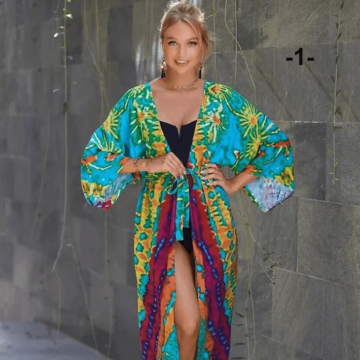 קרדיגן חוף מ-ה-מ-ם בהדפסים קייצים מושקעים של מעצב להופעה נשית מעצימה - לה איסלה