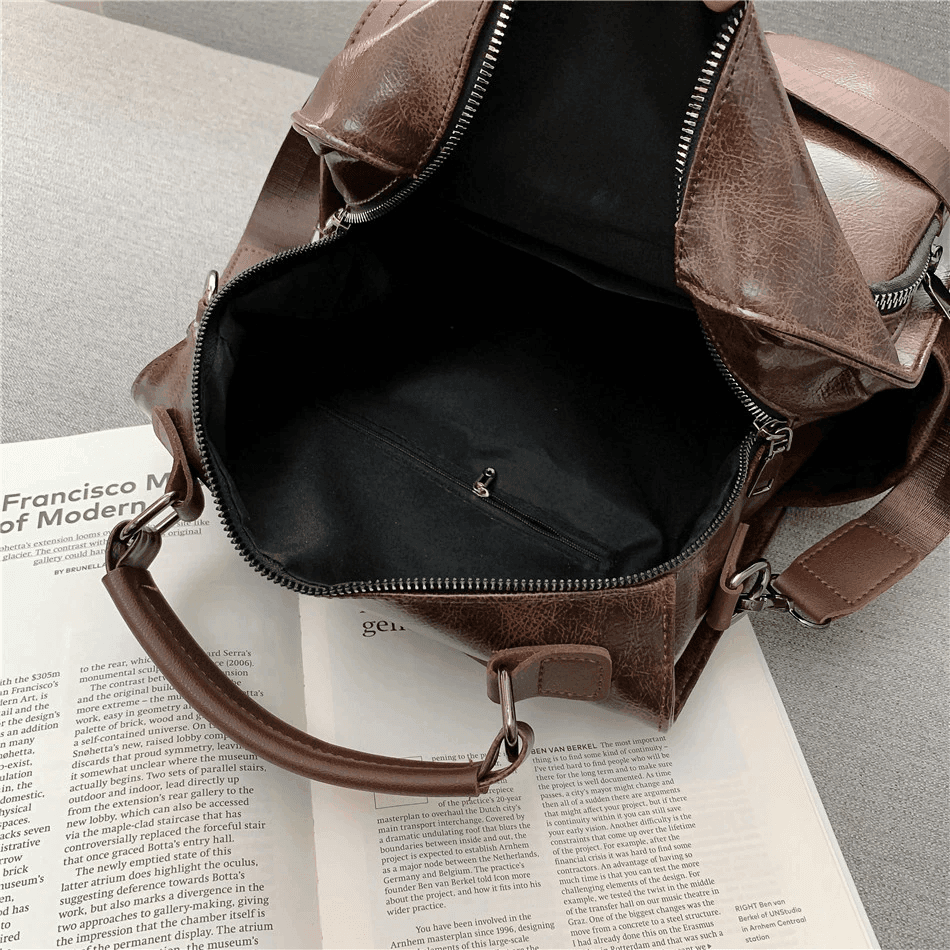 תיק גב מושלם בחלוקת פנטנט של שלושה תאים לנשיאה של חפצים בגדלים שונים ללוק נשי - לה איסלה