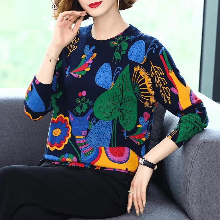 סריג קליל ודק מספרד בהדפס טווסי מהפנ להופעה נשית סוחפת וללוק מלא כריזמה - לה איסלה